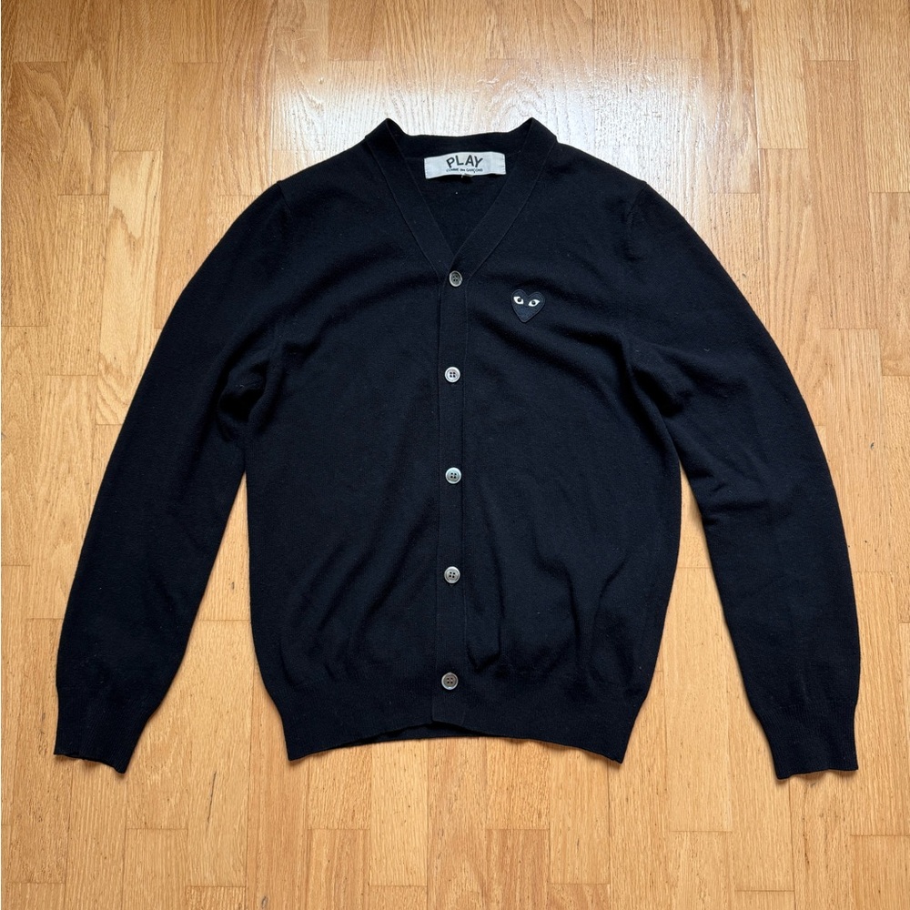 Comme des Garcons PLAY Black Cardigan with Logo